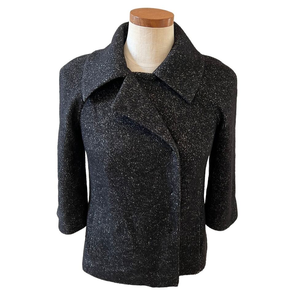 Ann Taylor Tweed Feminine Jacket Black Speckle 4
